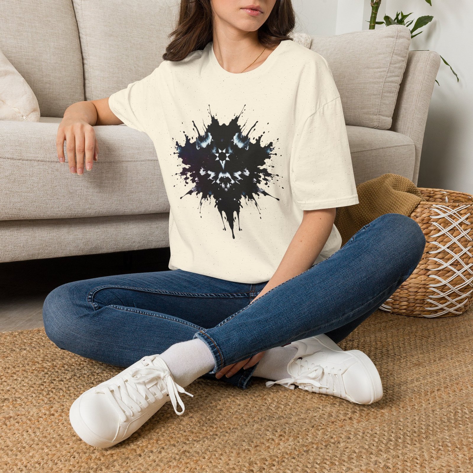 Inkblot Graphic T-Shirt — Rorschach Splash Art Tee - Image 29