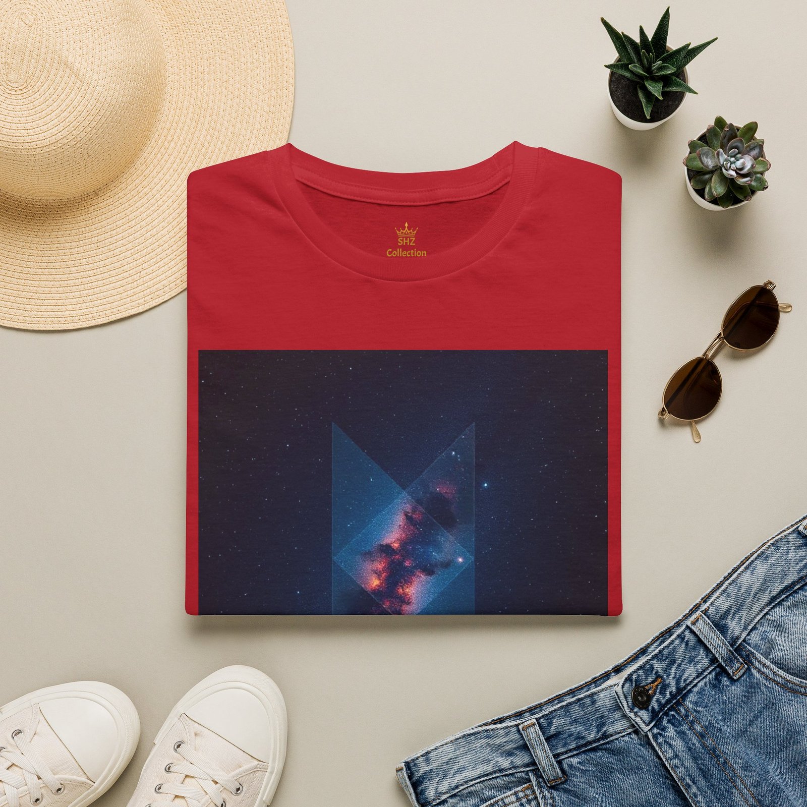Galaxy Triangle Graphic T-Shirt — Cosmic Nebula Print - Image 102