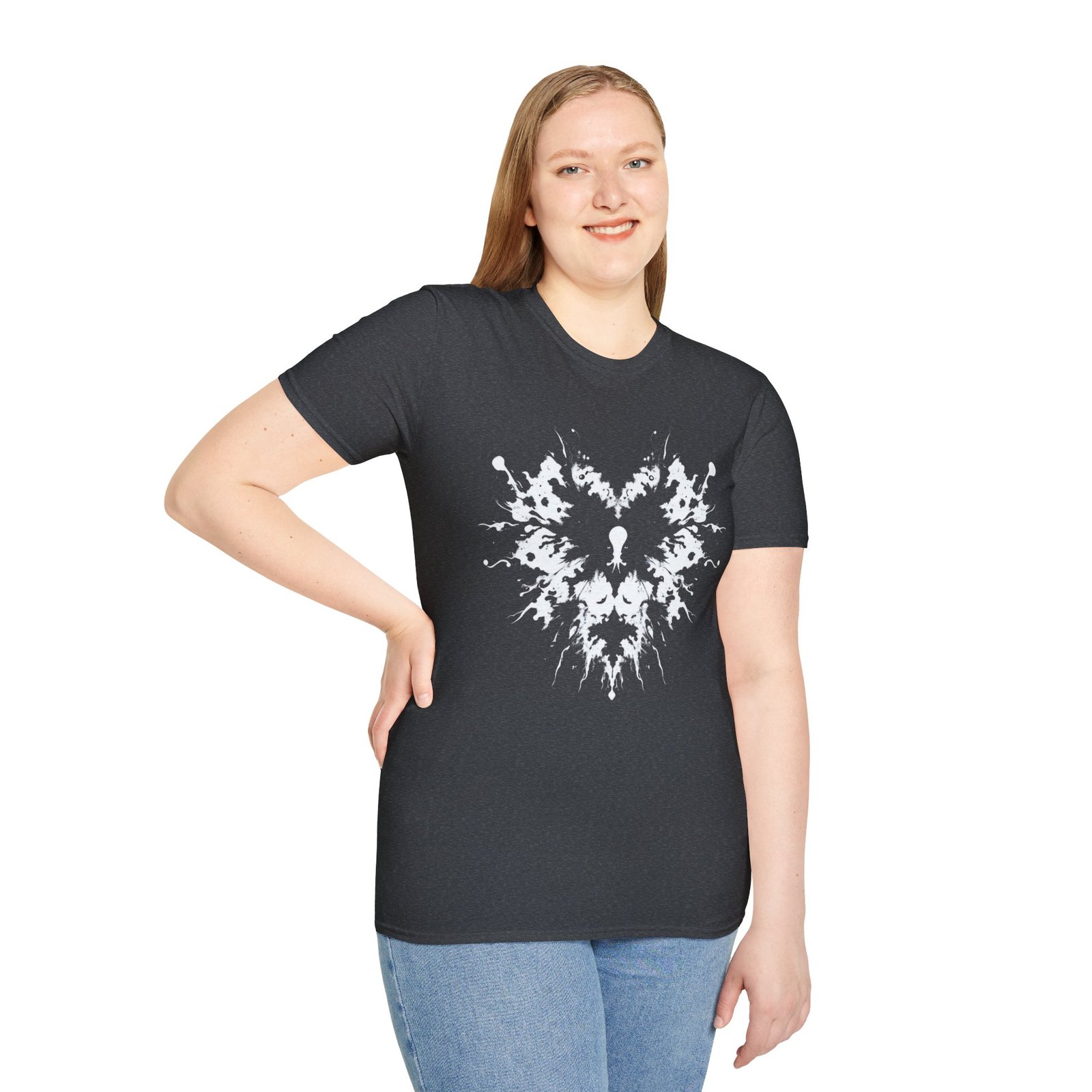 Inkblot Heart T‑Shirt — Symmetrical Rorschach Graphic Tee - Image 38