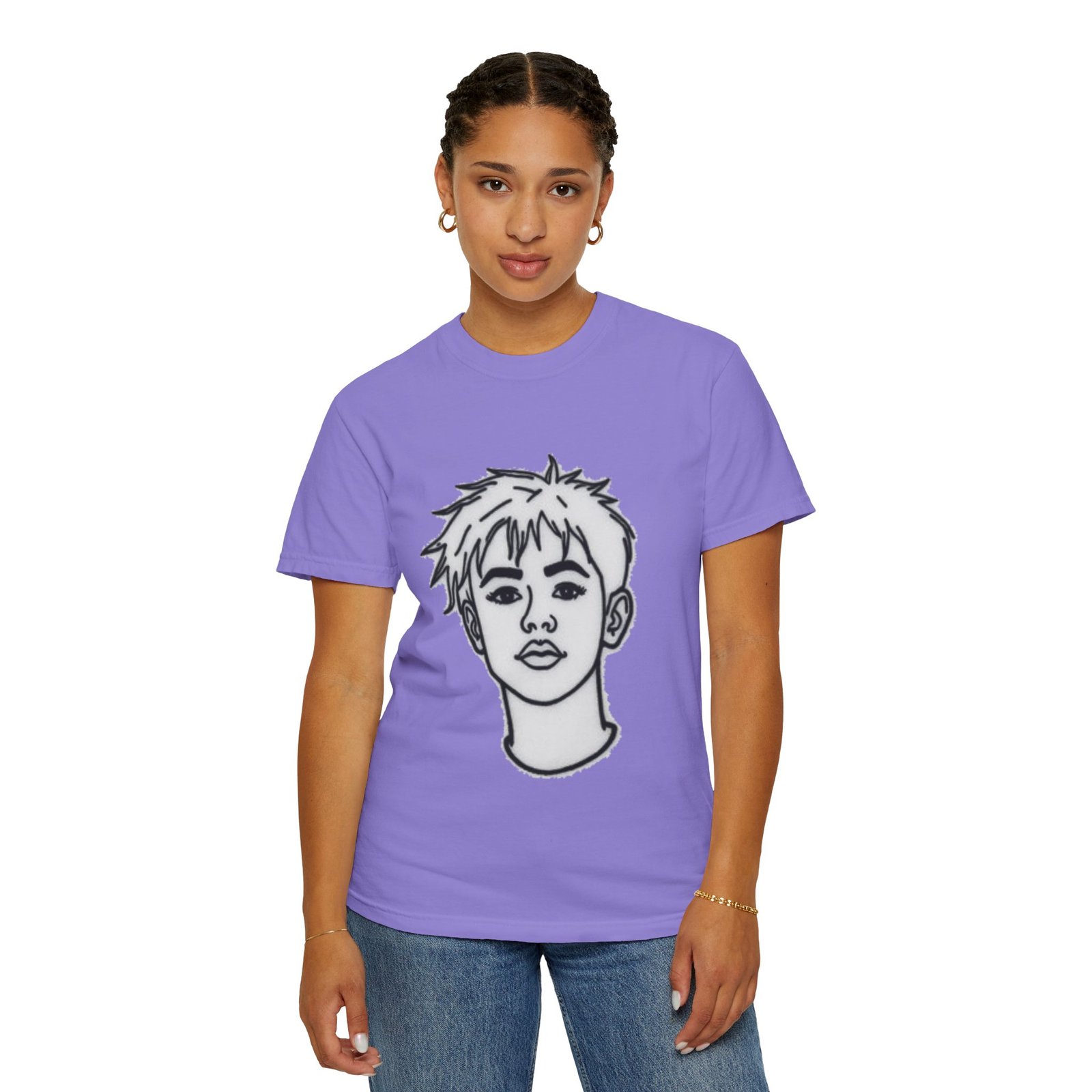 Minimal Line Art Face T-Shirt — Monochrome Portrait Tee - Image 64