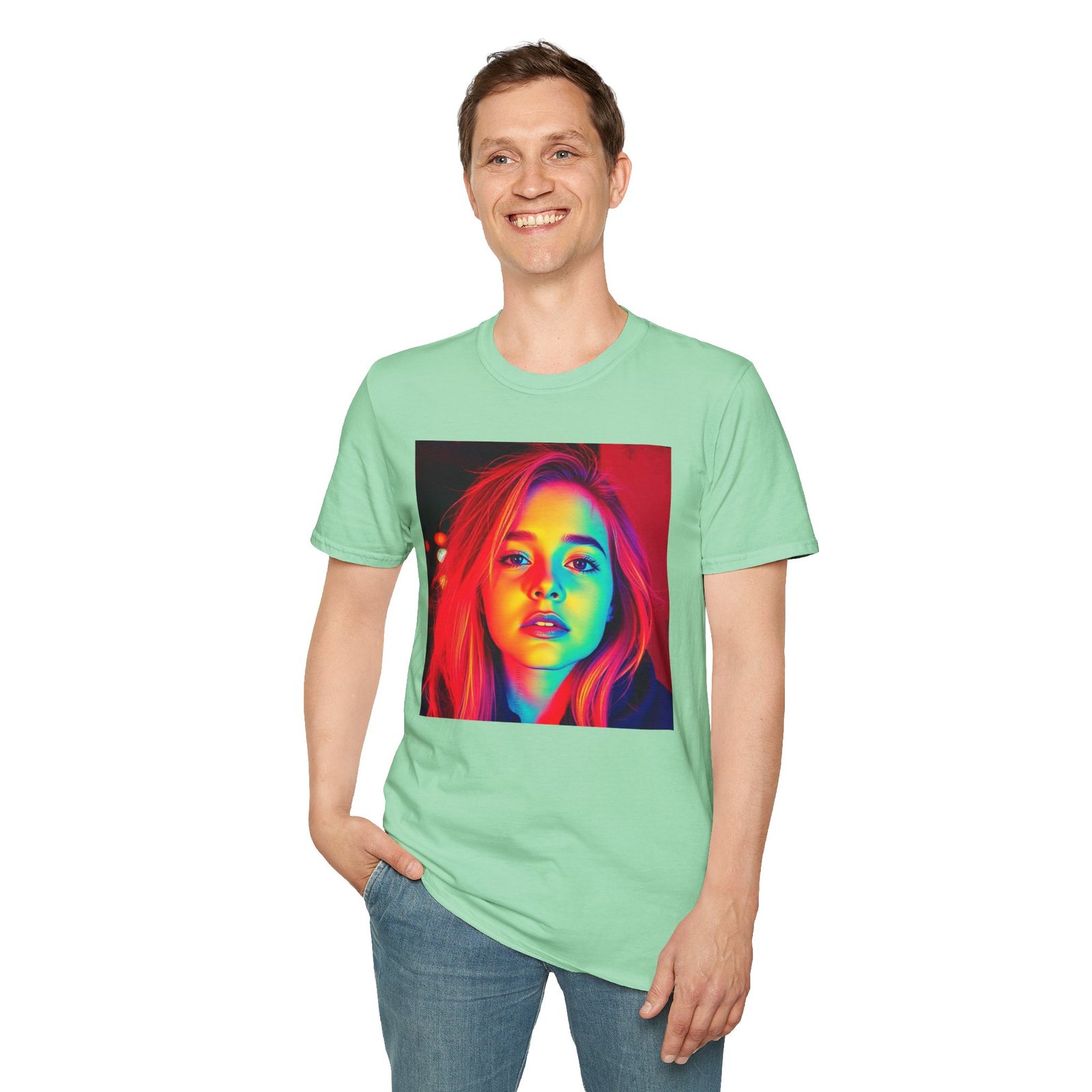 Rainbow Portrait T‑Shirt — Colorful Neon Face Art Tee - Image 6