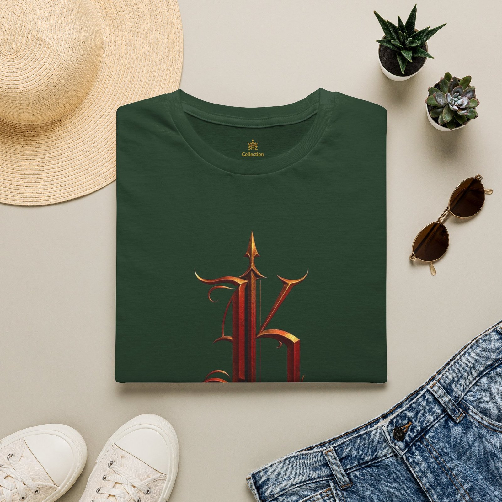 Gothic Letter K T-Shirt — Vintage Dark Monogram Tee - Image 36
