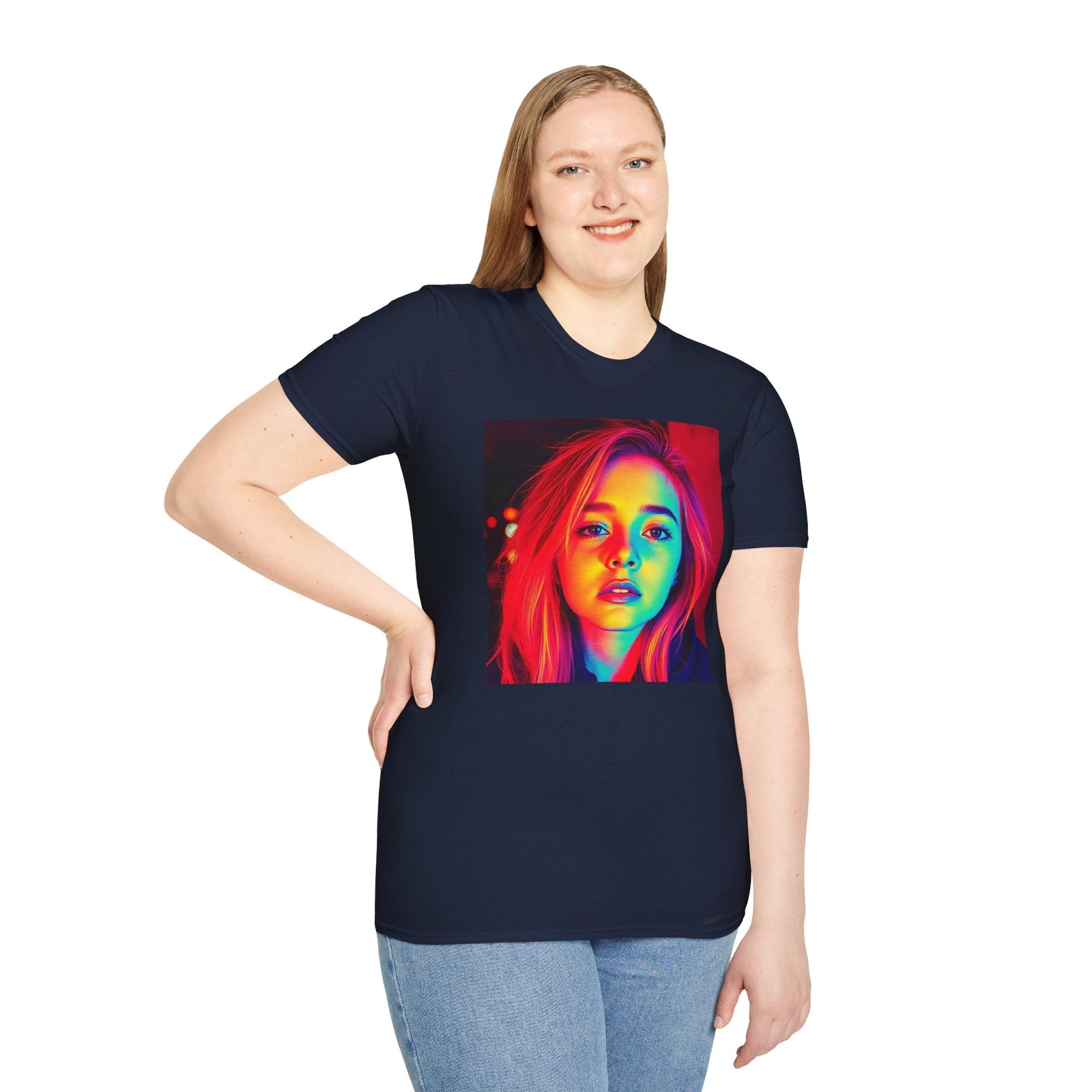 Rainbow Portrait T‑Shirt — Colorful Neon Face Art Tee - Image 89