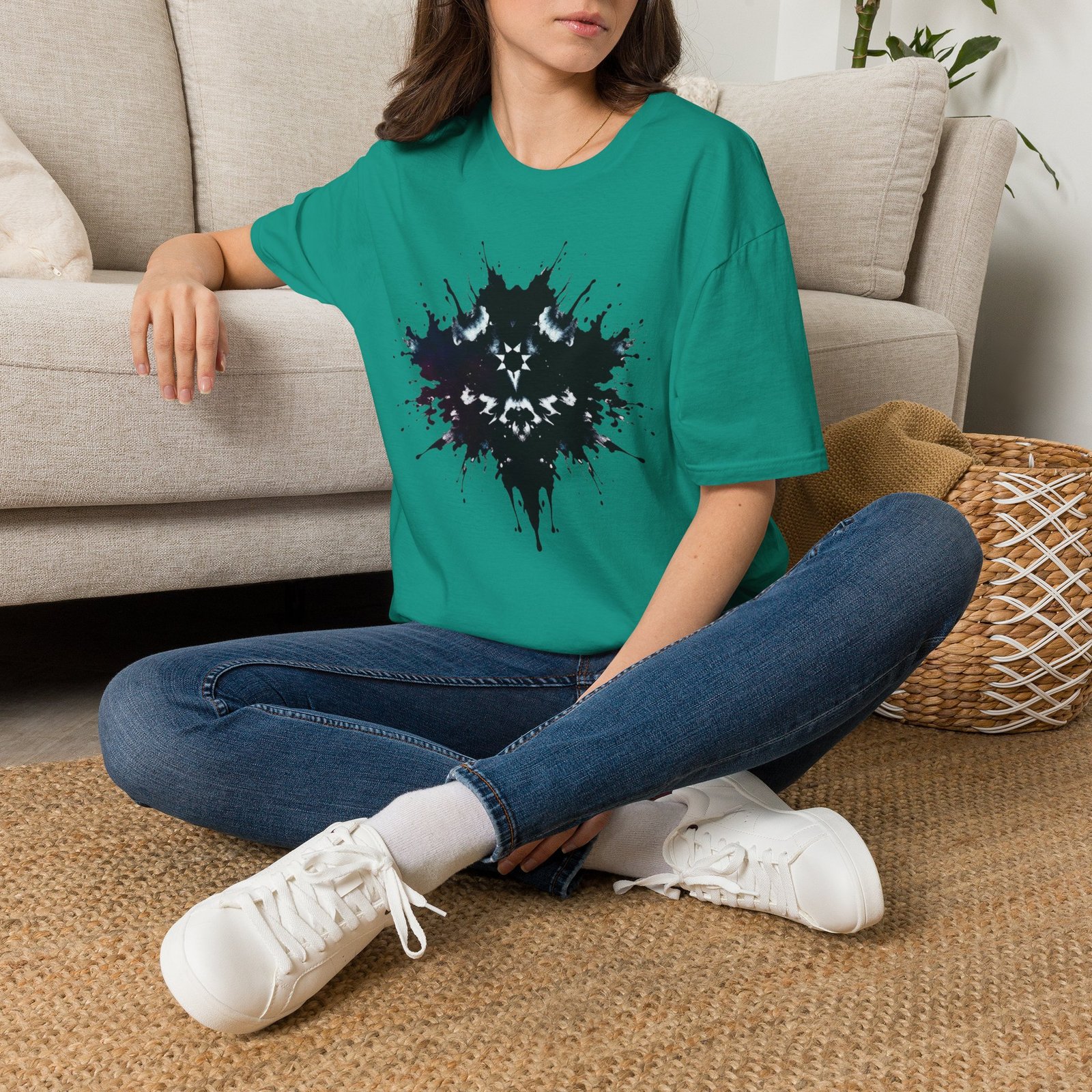 Inkblot Graphic T-Shirt — Rorschach Splash Art Tee - Image 53