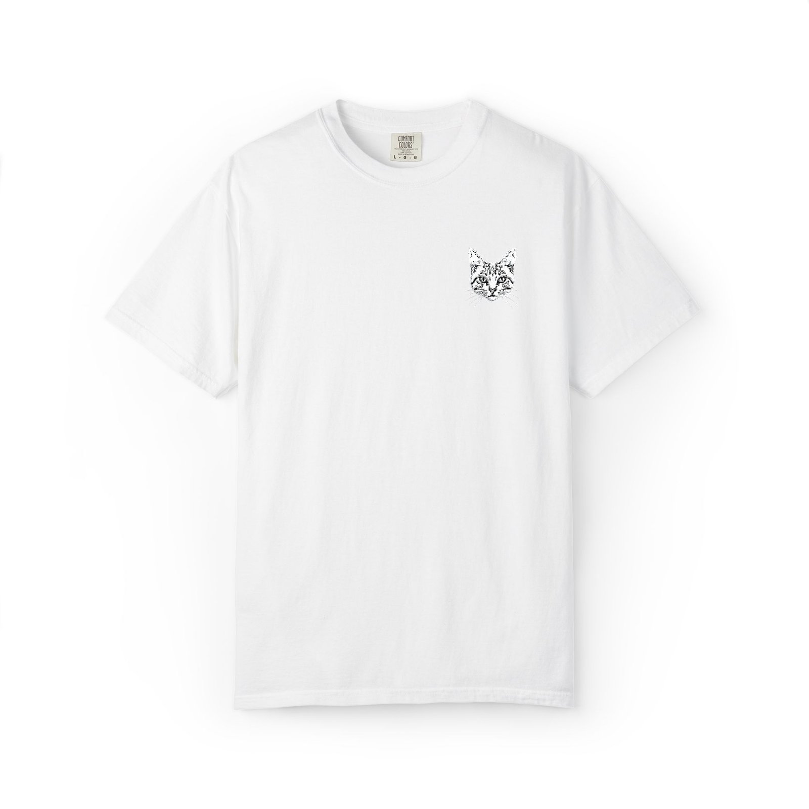 Minimal Cat Pocket T-Shirt — Cute White Graphic Tee - Image 7