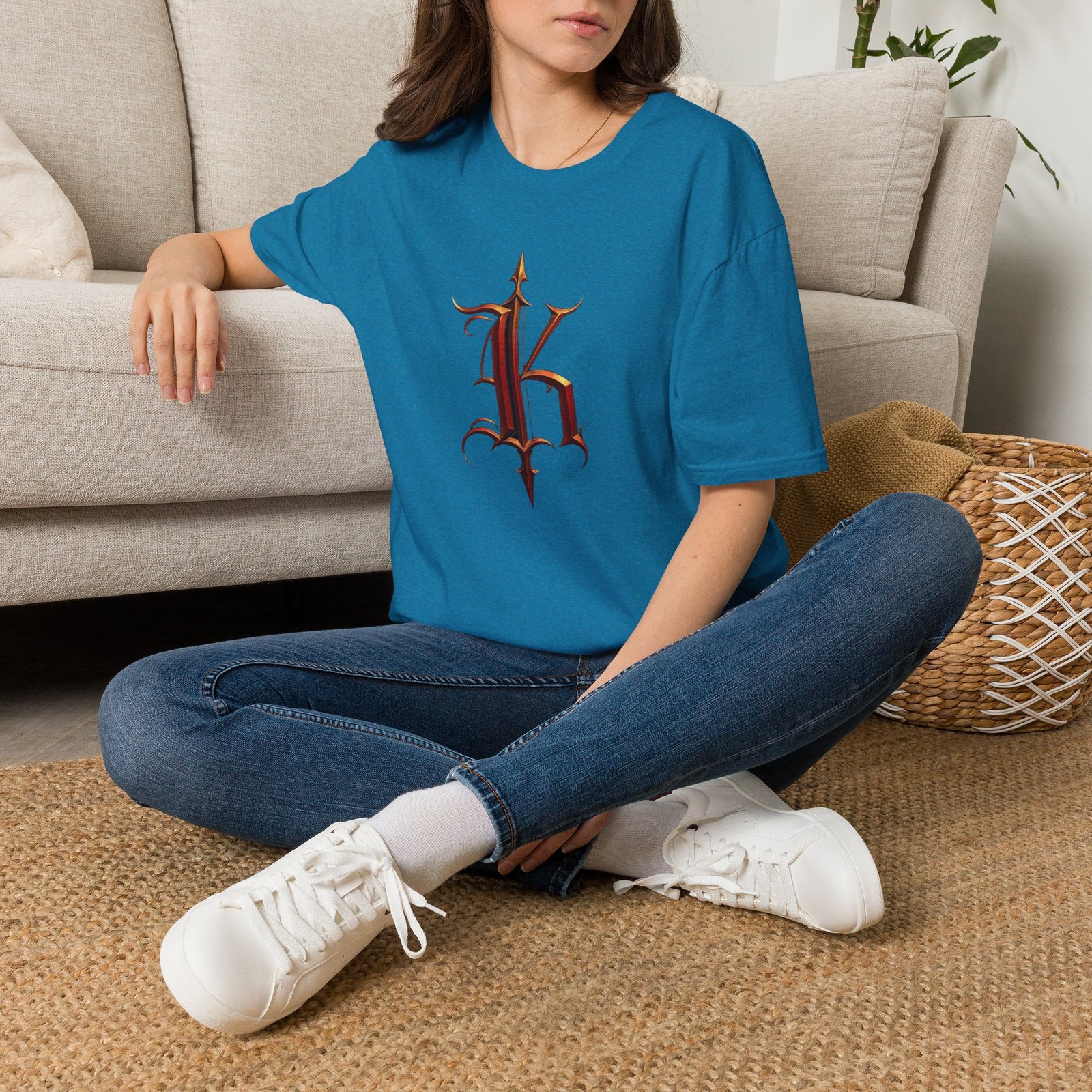 Gothic Letter K T-Shirt — Vintage Dark Monogram Tee - Image 61