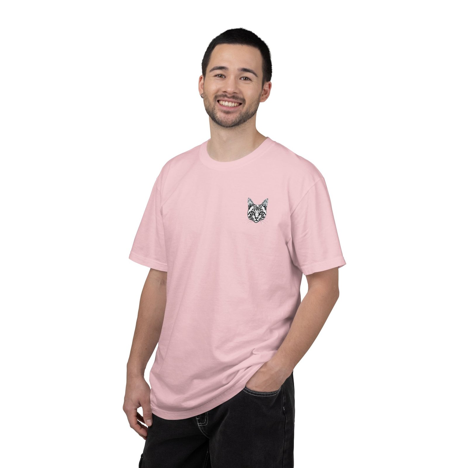 Minimal Cat Pocket T-Shirt — Cute White Graphic Tee - Image 64