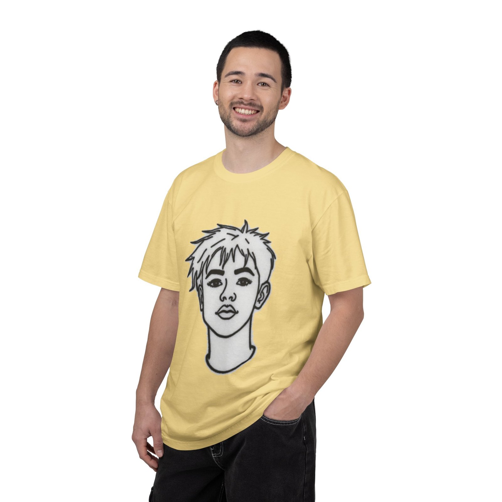 Minimal Line Art Face T-Shirt — Monochrome Portrait Tee - Image 23
