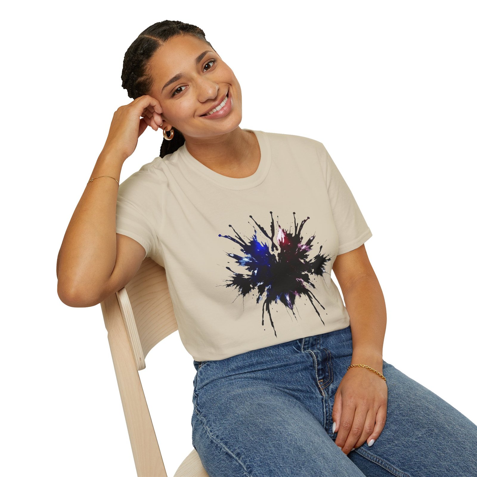 Inkblot Graphic T-Shirt — Abstract Rorschach Design (Black with Subtle Blue & Red) - Image 22
