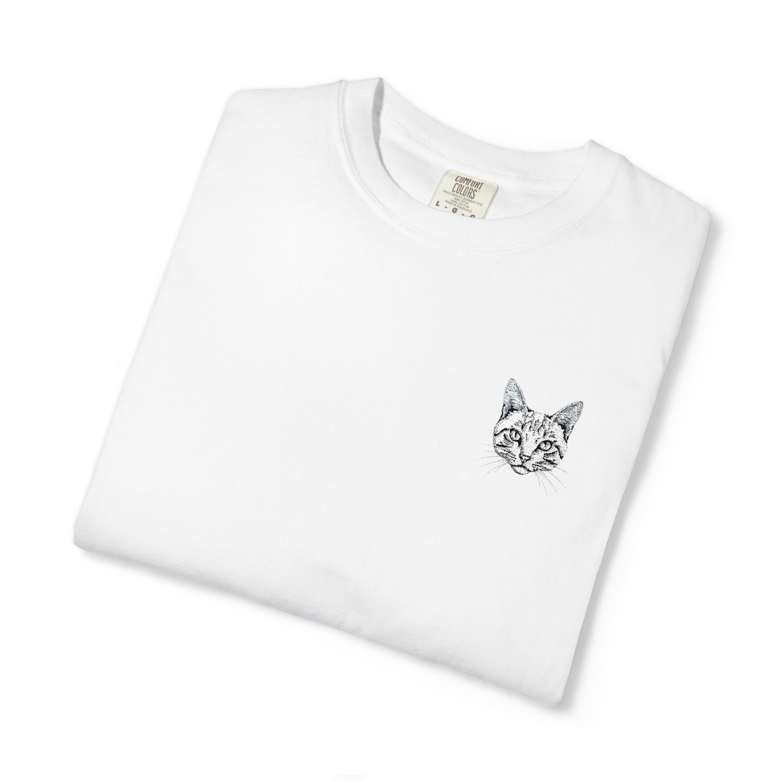 Minimal Cat Pocket T-Shirt — Cute White Graphic Tee - Image 9