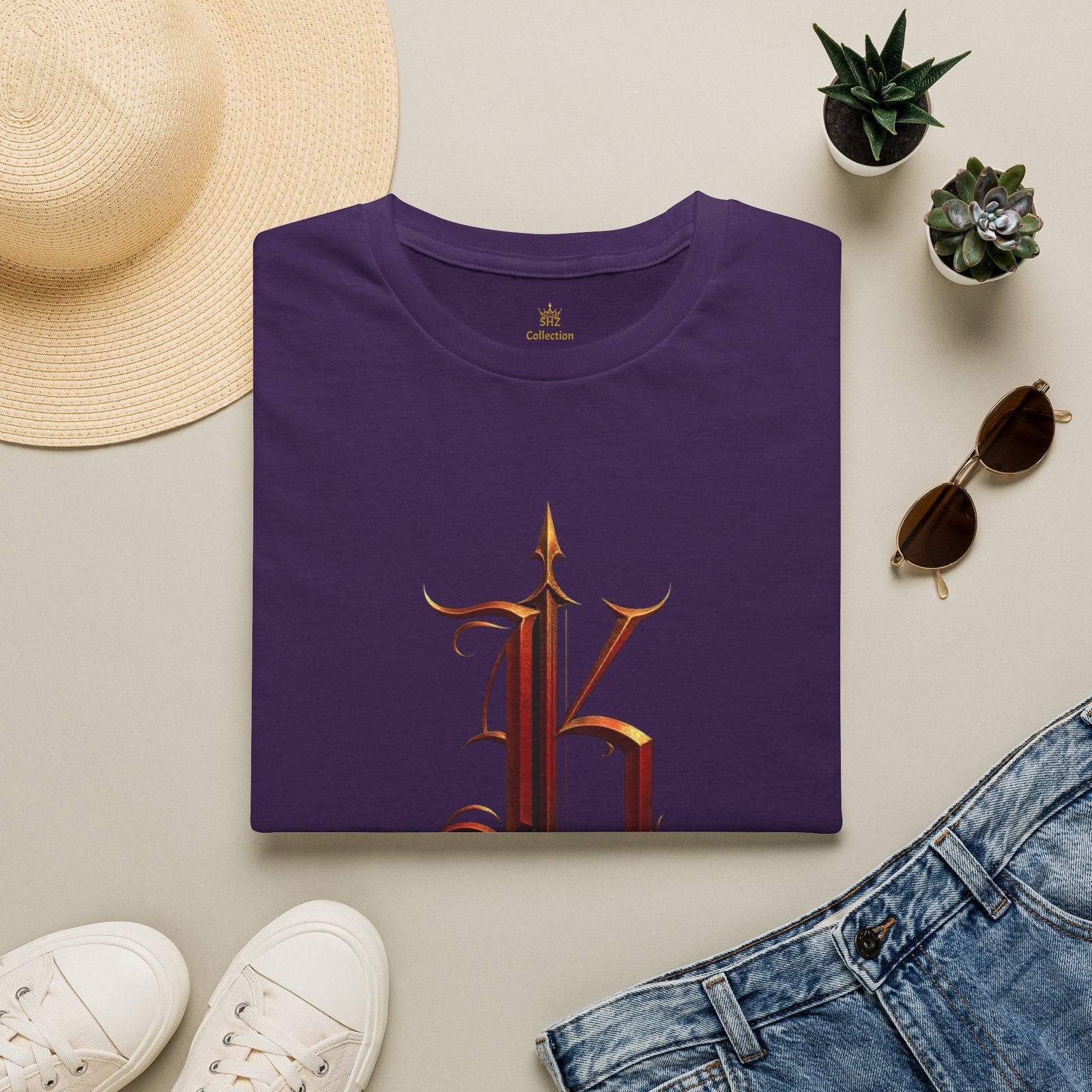 Gothic Letter K T-Shirt — Vintage Dark Monogram Tee - Image 84