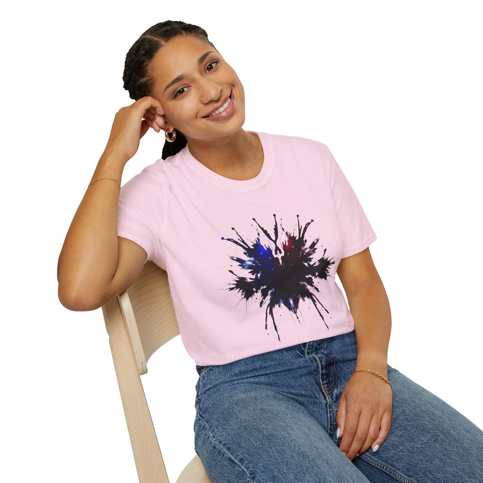 Inkblot Graphic T-Shirt — Abstract Rorschach Design (Black with Subtle Blue & Red) - Image 62