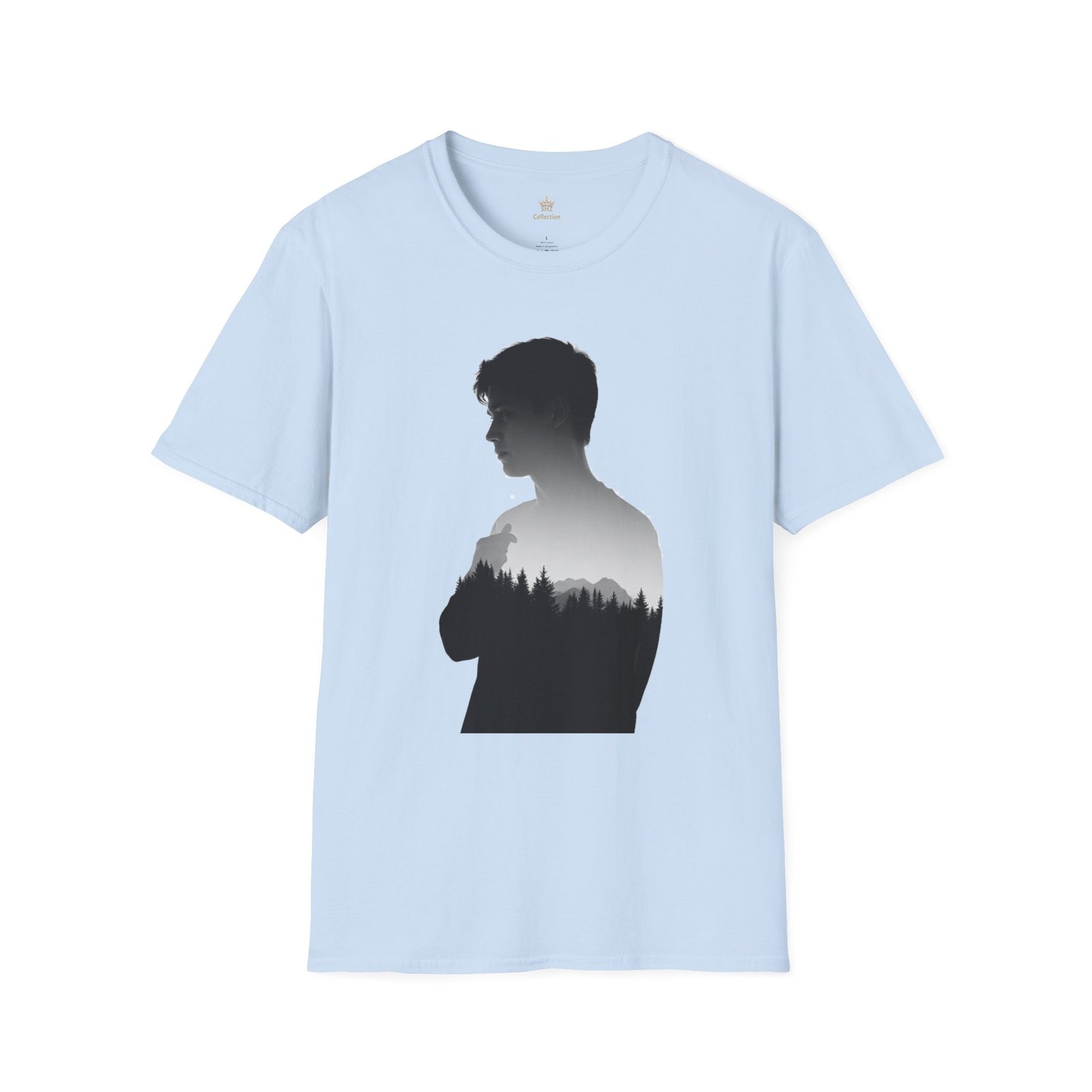 Silhouette Forest T-Shirt — Double Exposure Portrait Tee for Nature Lovers - Image 49