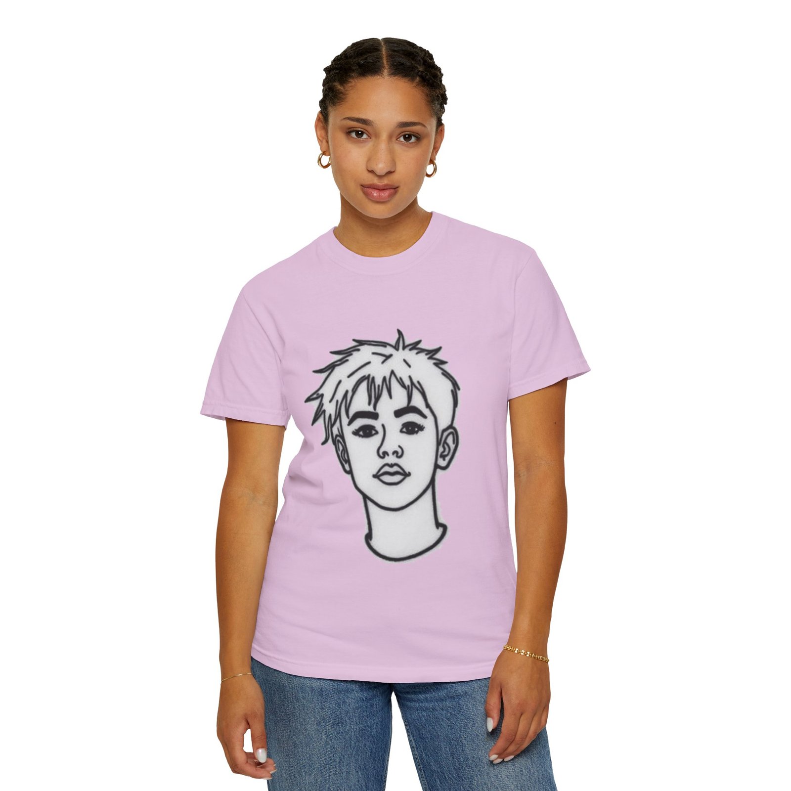 Minimal Line Art Face T-Shirt — Monochrome Portrait Tee - Image 70