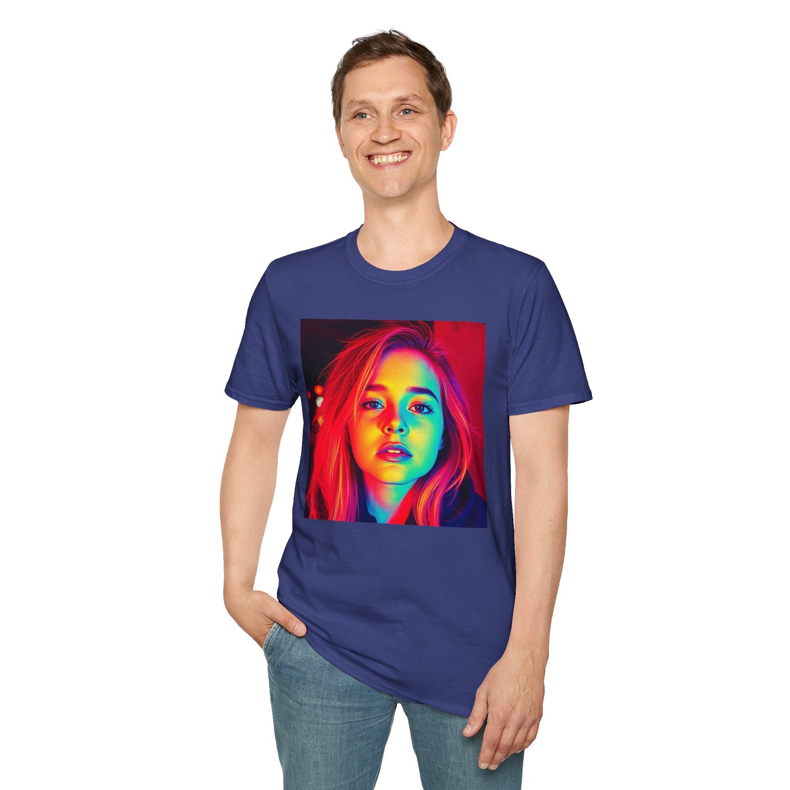 Rainbow Portrait T‑Shirt — Colorful Neon Face Art Tee - Image 76