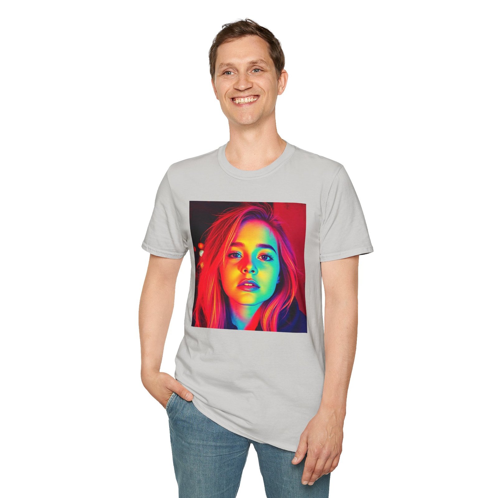 Rainbow Portrait T‑Shirt — Colorful Neon Face Art Tee - Image 27