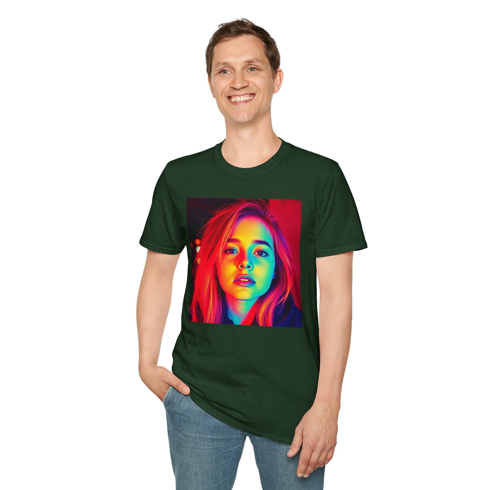 Rainbow Portrait T‑Shirt — Colorful Neon Face Art Tee - Image 55