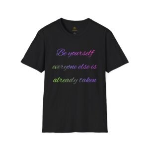 Be Yourself Pastel Script T-Shirt — Inspirational Casual Tee