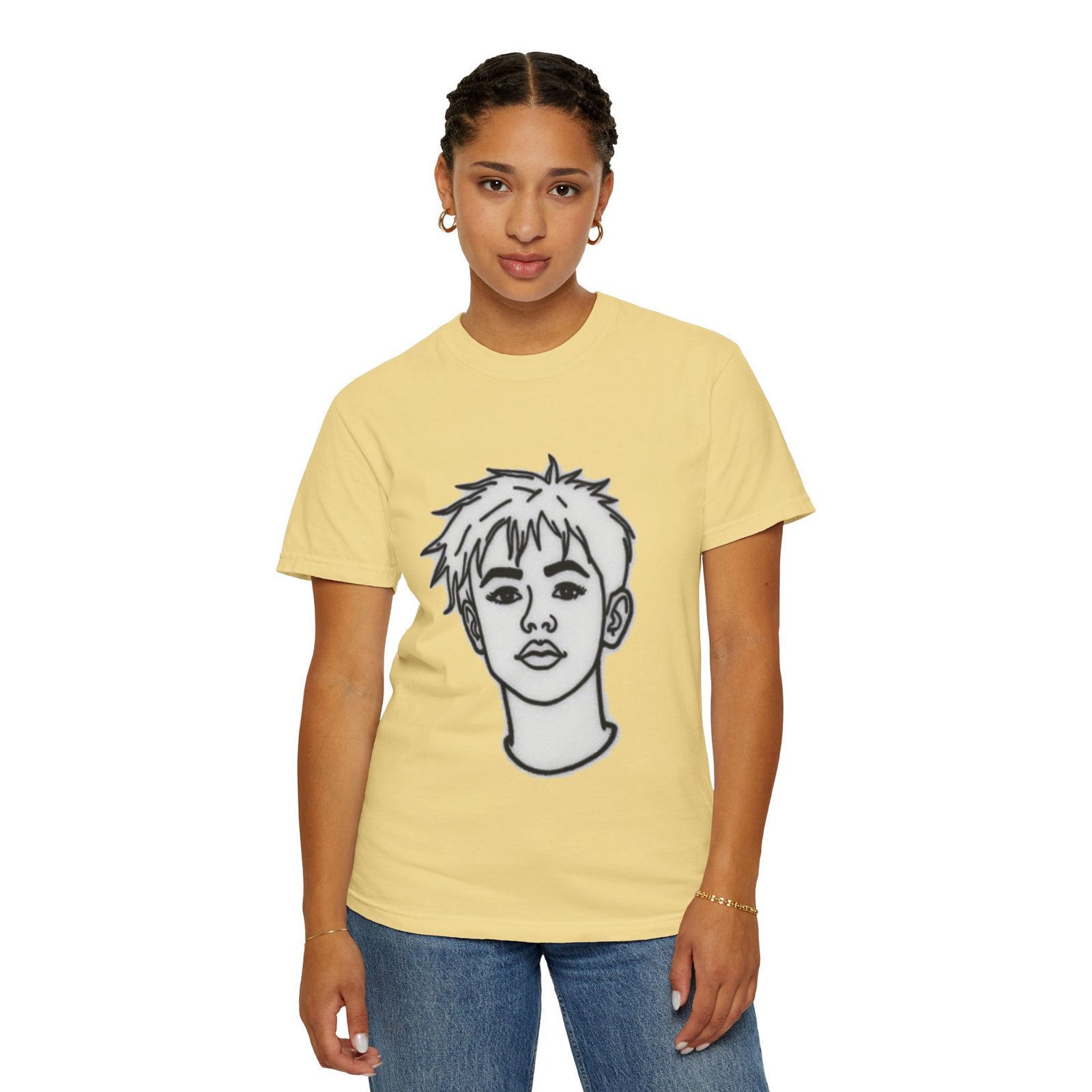 Minimal Line Art Face T-Shirt — Monochrome Portrait Tee - Image 22