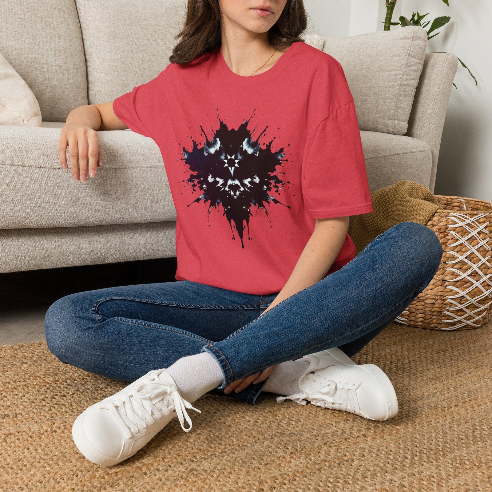 Inkblot Graphic T-Shirt — Rorschach Splash Art Tee - Image 93
