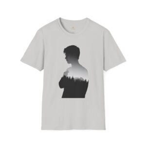 Silhouette Forest T-Shirt — Double Exposure Portrait Tee for Nature Lovers