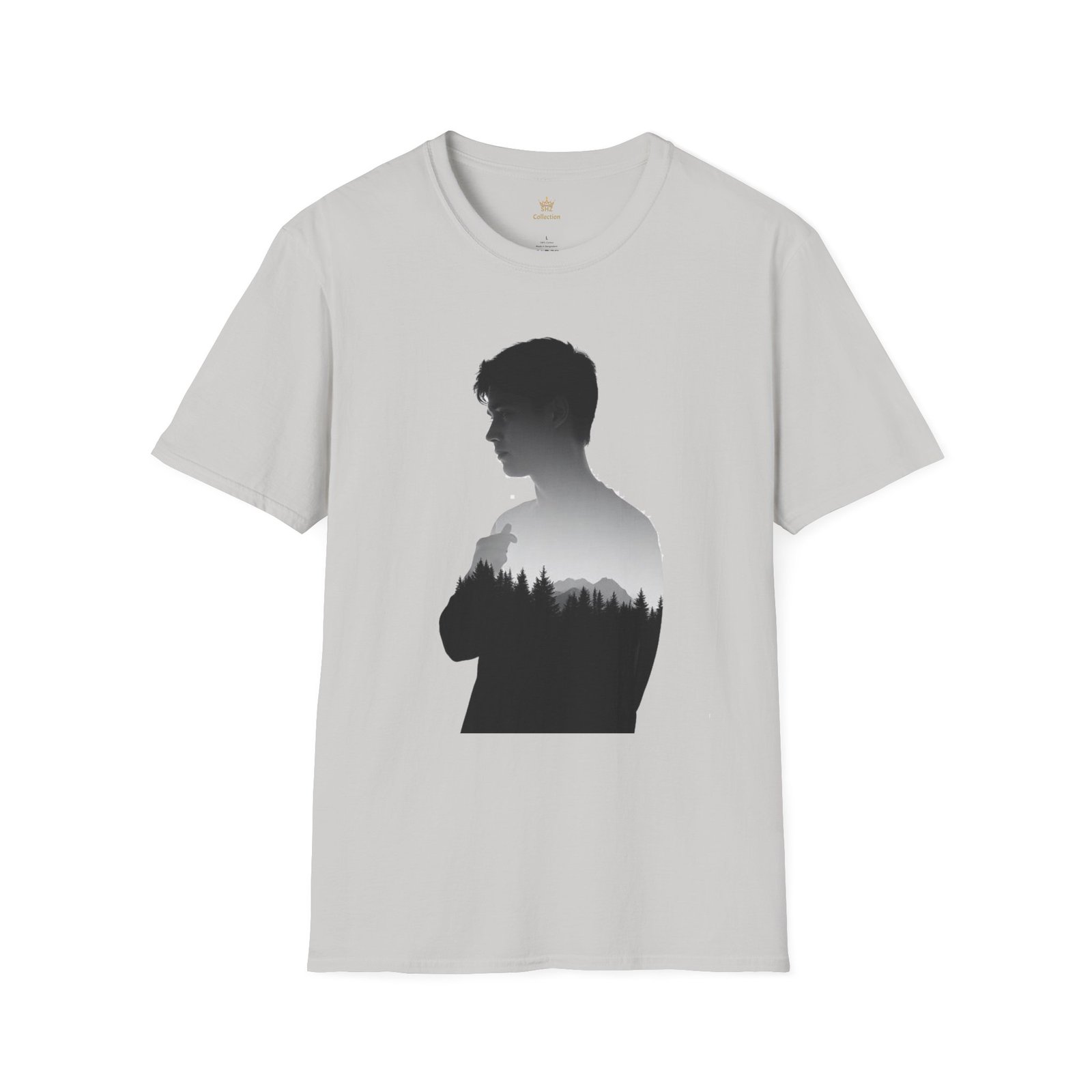 Silhouette Forest T-Shirt — Double Exposure Portrait Tee for Nature Lovers