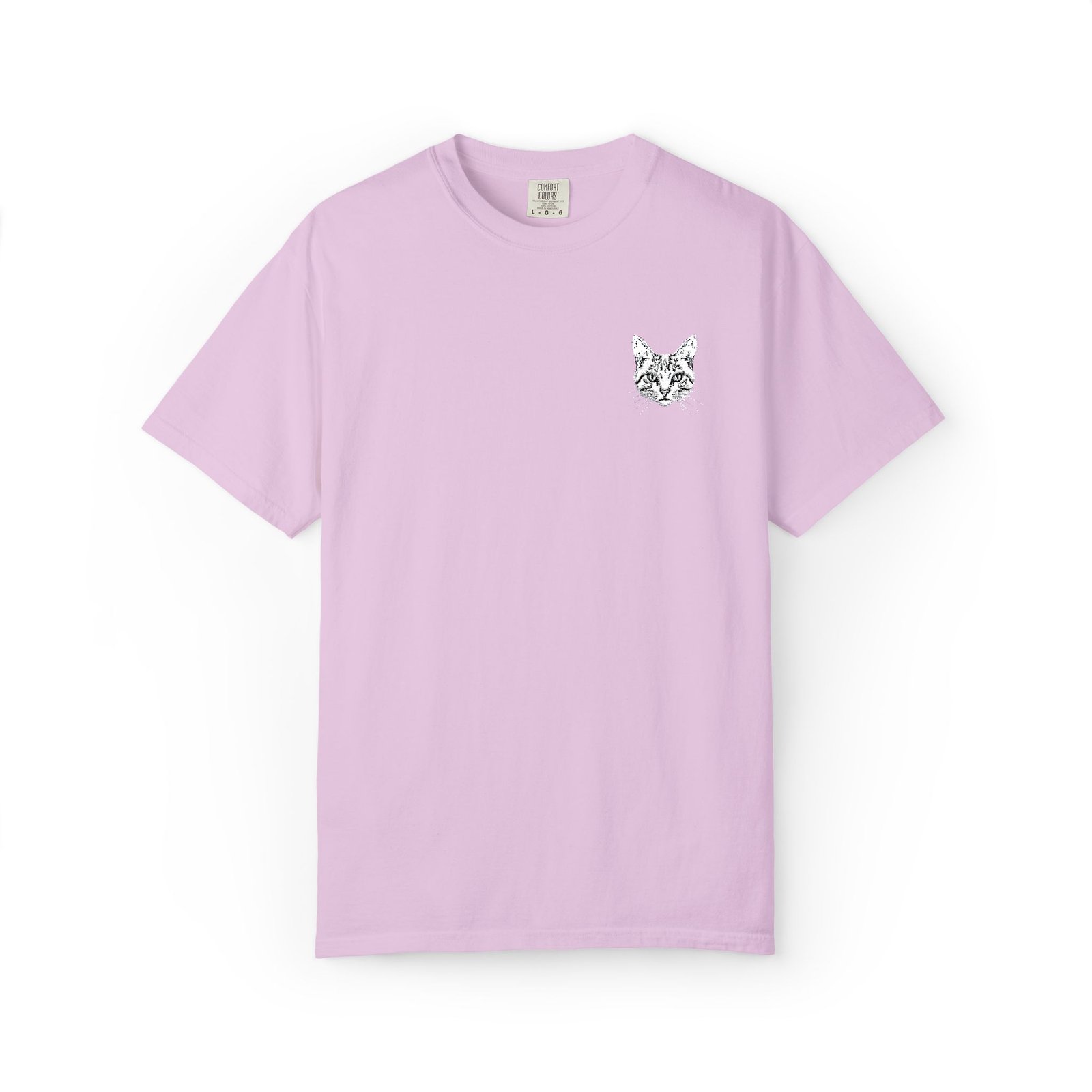 Minimal Cat Pocket T-Shirt — Cute White Graphic Tee