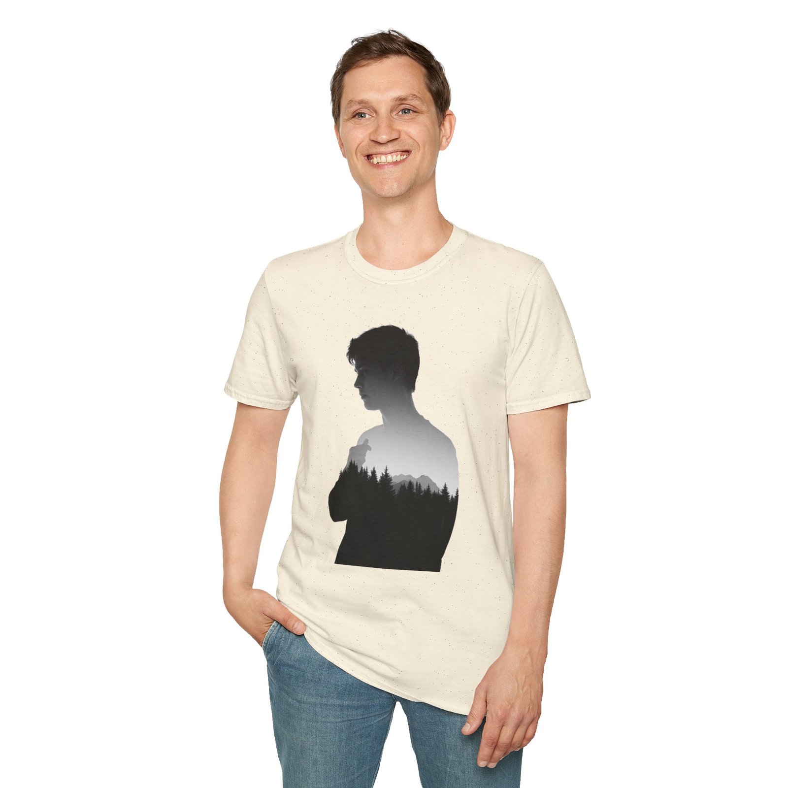 Silhouette Forest T-Shirt — Double Exposure Portrait Tee for Nature Lovers - Image 31