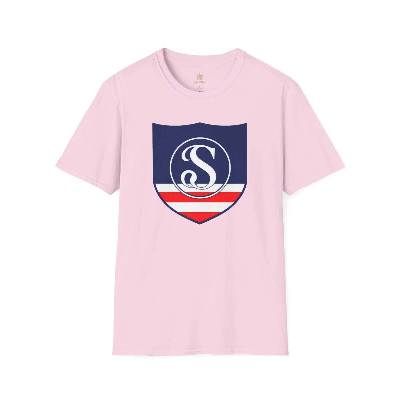 Shield Logo T‑Shirt — Navy Monogram 'S' with Red & White Stripe - Image 81