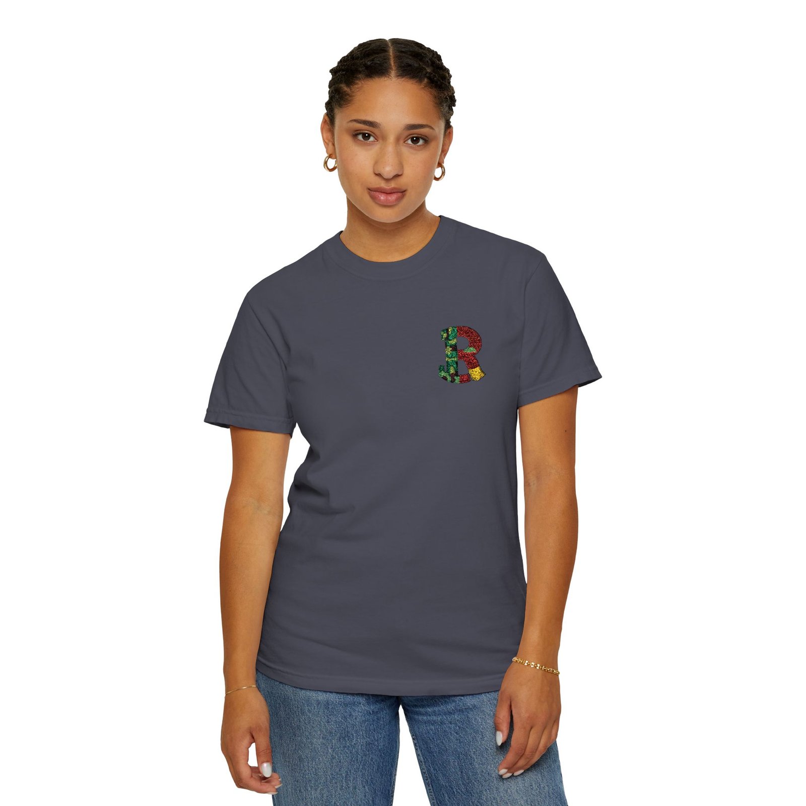 Floral Letter R Pocket T-Shirt — Botanical Monogram Tee - Image 60