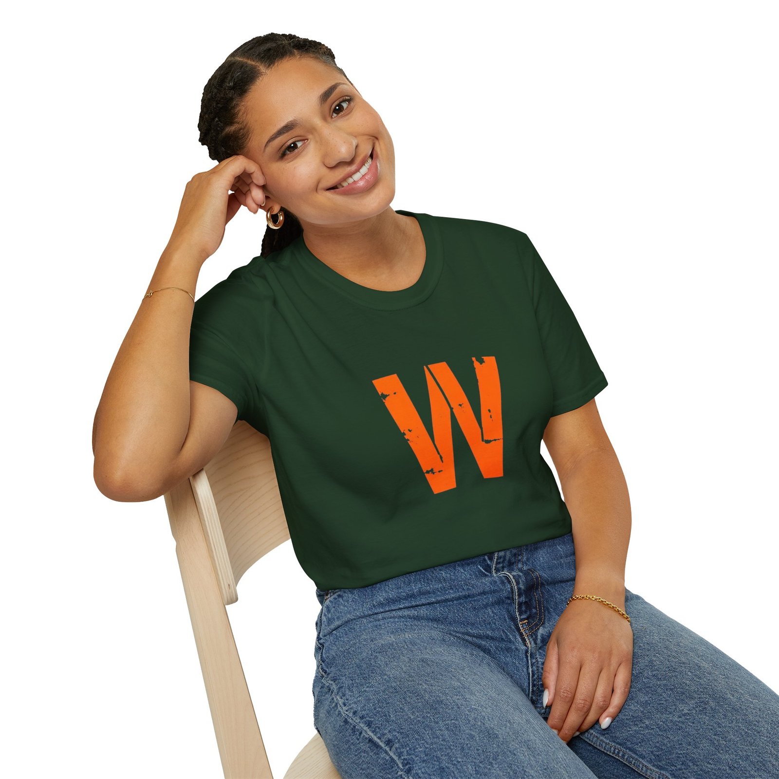 Distressed Orange 'W' Graphic T-Shirt - Image 54