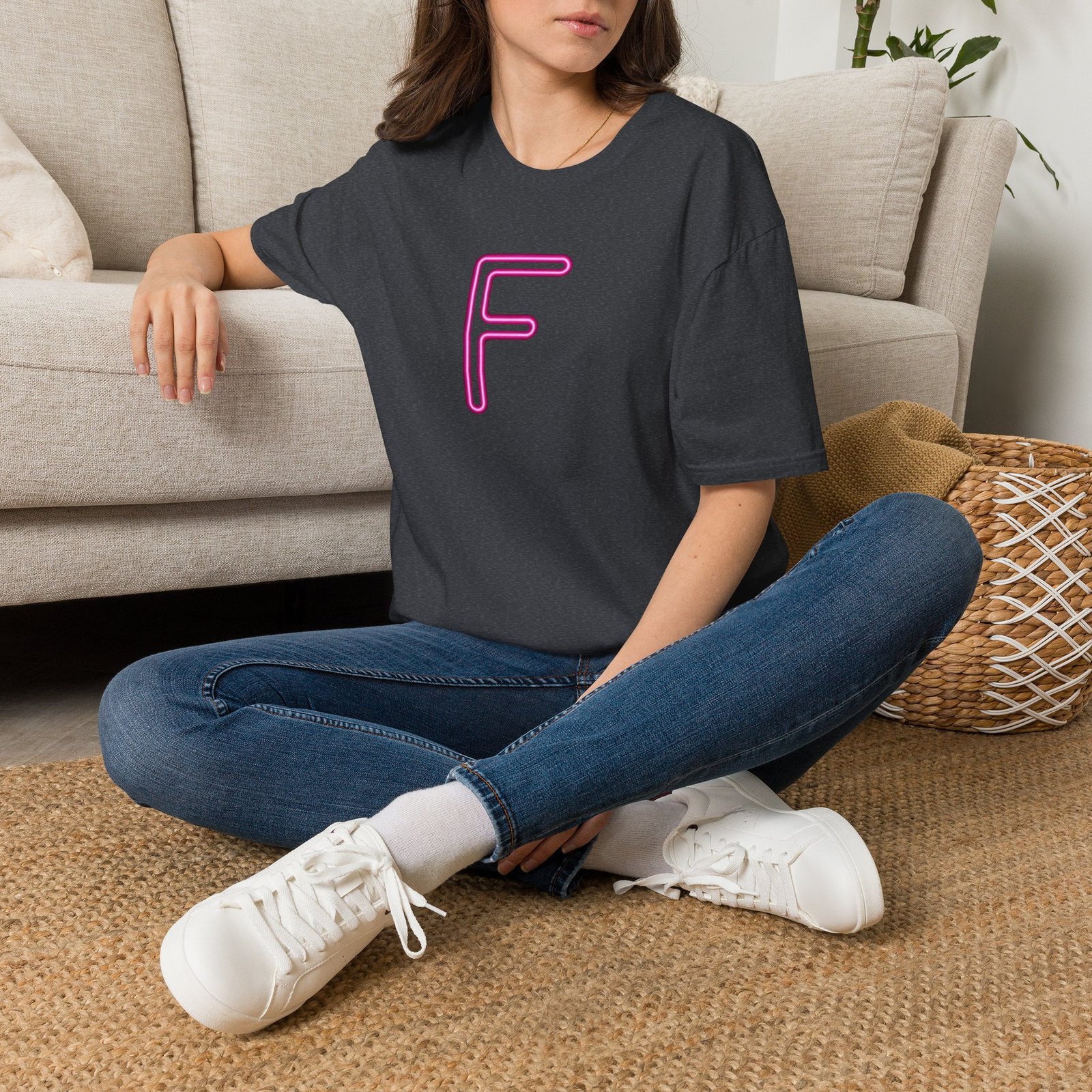 Neon Pink 'F' Graphic T-Shirt — Retro Letter Tee - Image 29