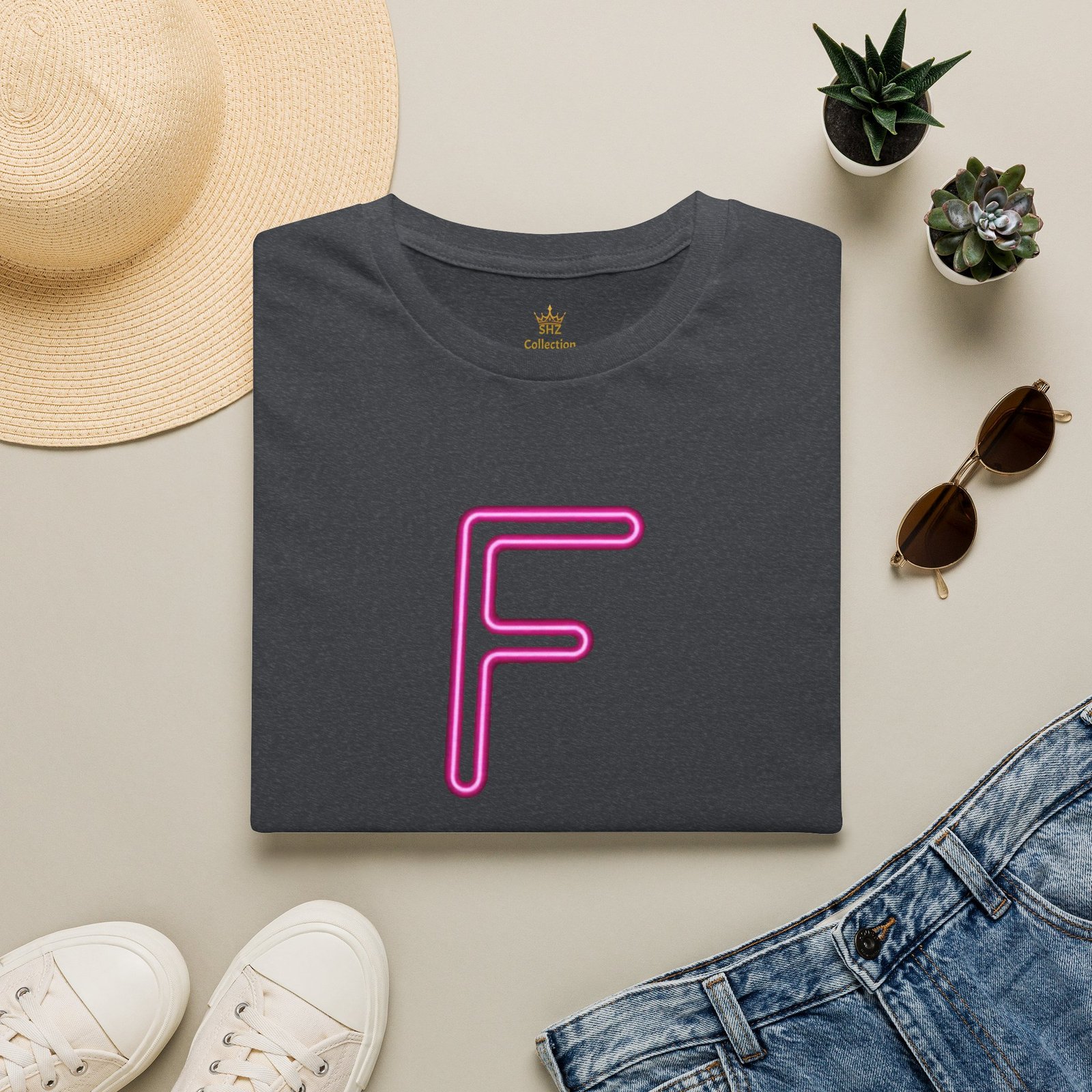 Neon Pink 'F' Graphic T-Shirt — Retro Letter Tee - Image 28