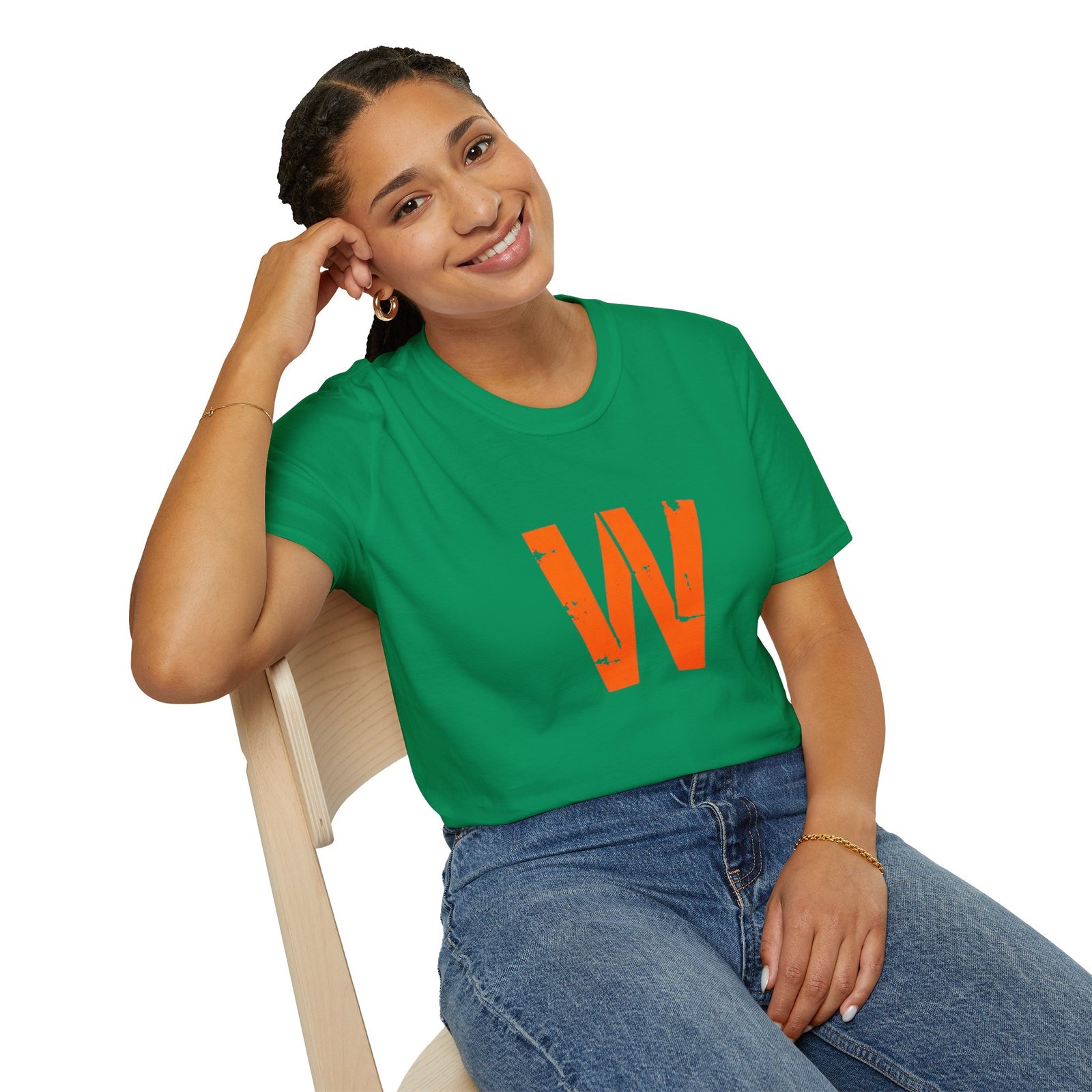 Distressed Orange 'W' Graphic T-Shirt - Image 62
