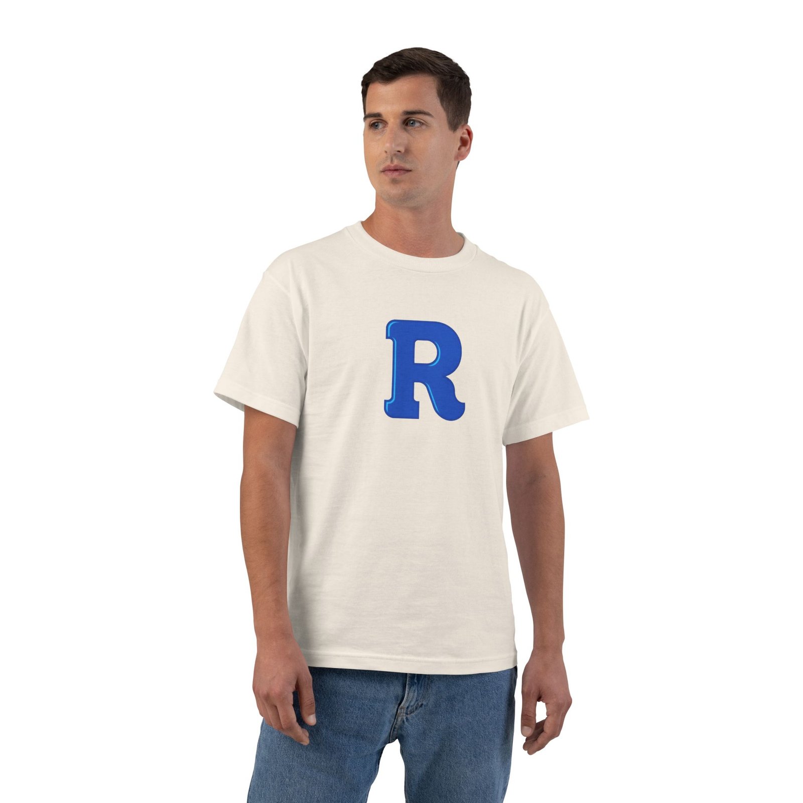 Blue Letter R Initial T-Shirt — Monogram Graphic Tee - Image 13