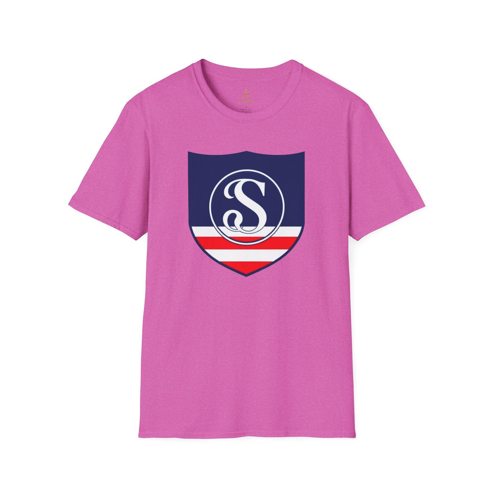 Shield Logo T‑Shirt — Navy Monogram 'S' with Red & White Stripe - Image 89