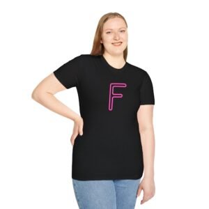 Neon Pink 'F' Graphic T-Shirt — Retro Letter Tee