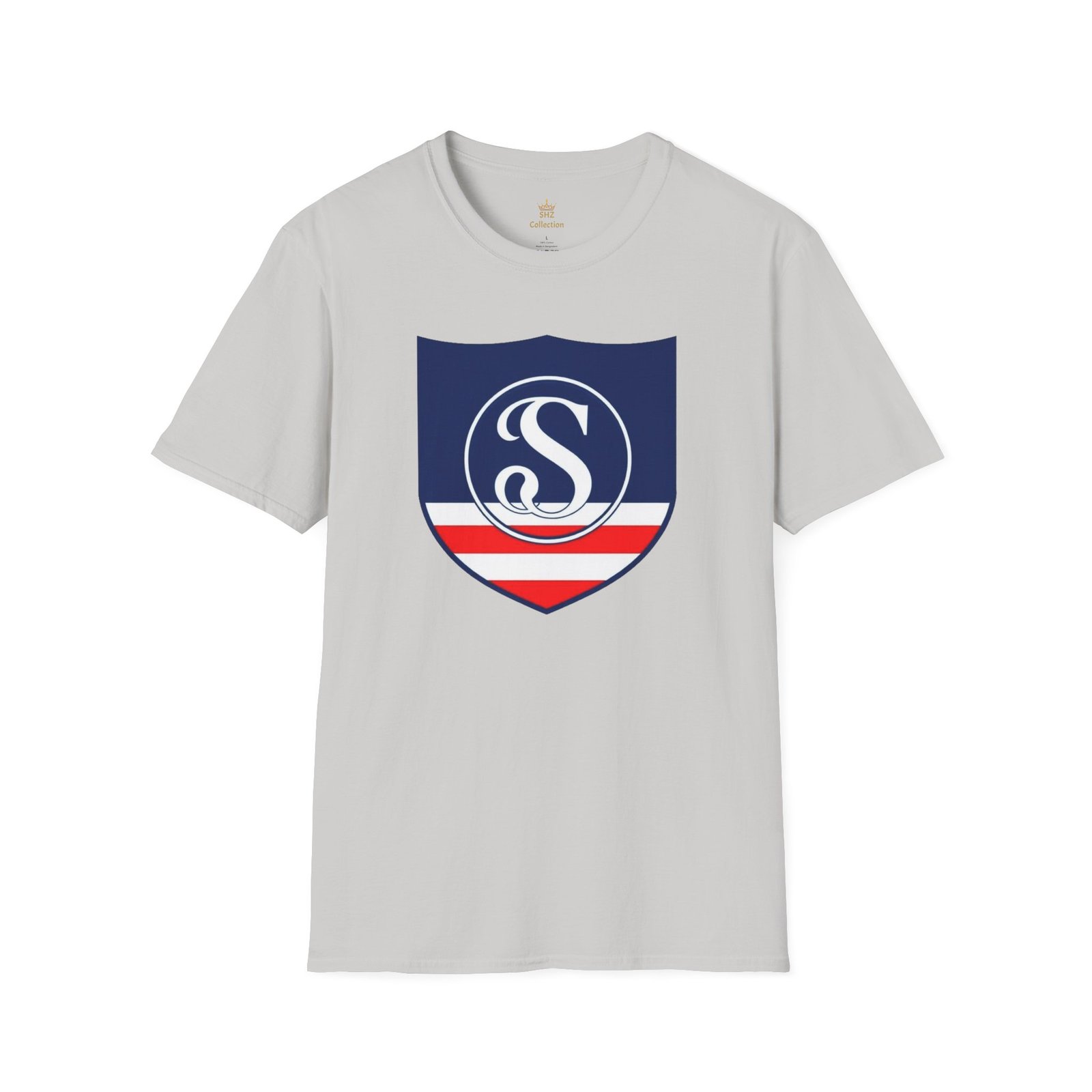 Shield Logo T‑Shirt — Navy Monogram 'S' with Red & White Stripe - Image 25