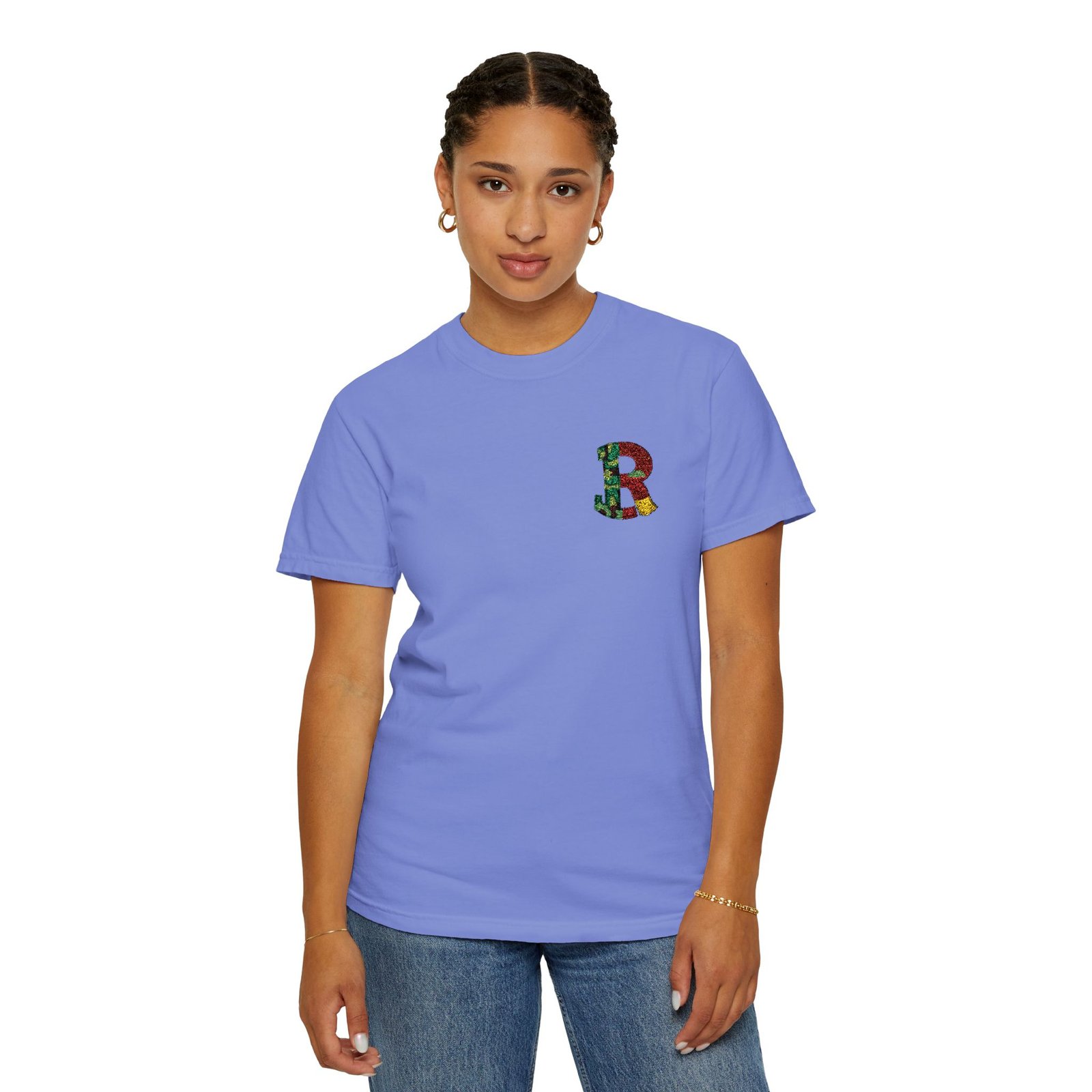 Floral Letter R Pocket T-Shirt — Botanical Monogram Tee - Image 39