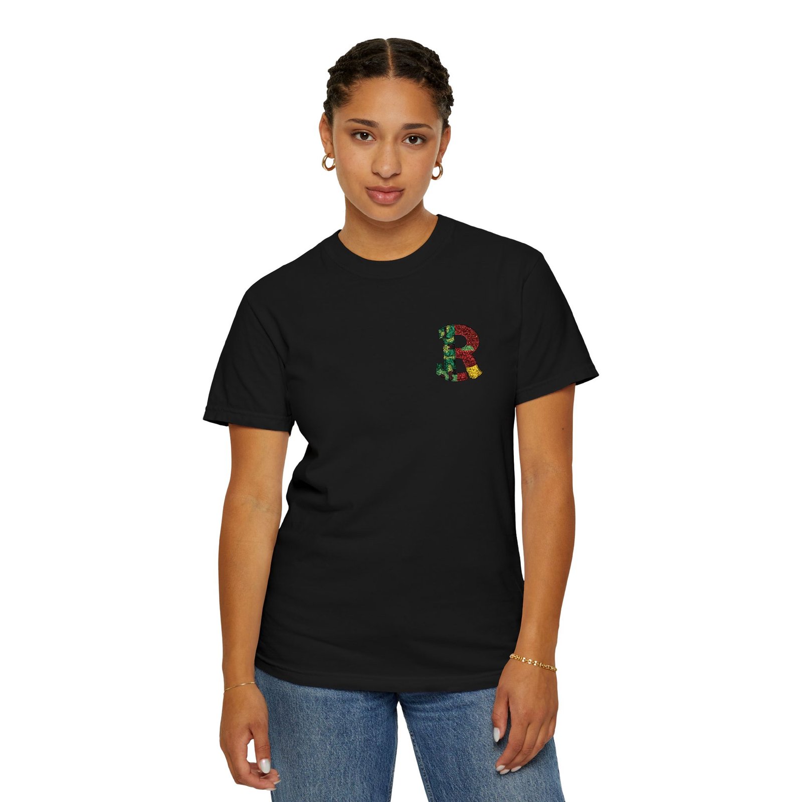 Floral Letter R Pocket T-Shirt — Botanical Monogram Tee - Image 53