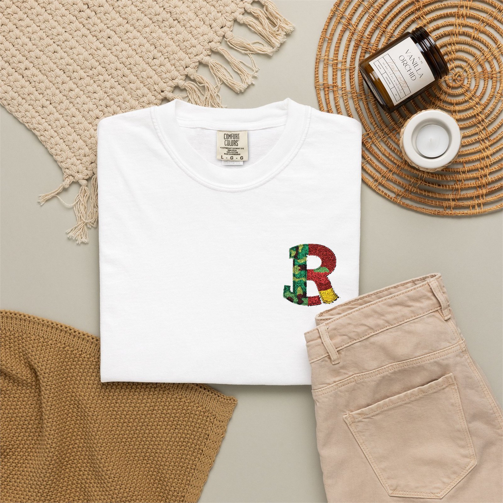 Floral Letter R Pocket T-Shirt — Botanical Monogram Tee - Image 13