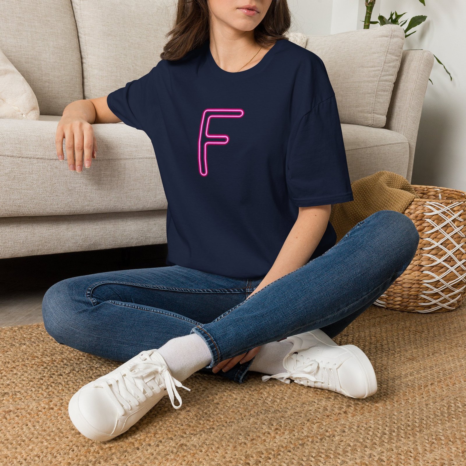 Neon Pink 'F' Graphic T-Shirt — Retro Letter Tee - Image 37