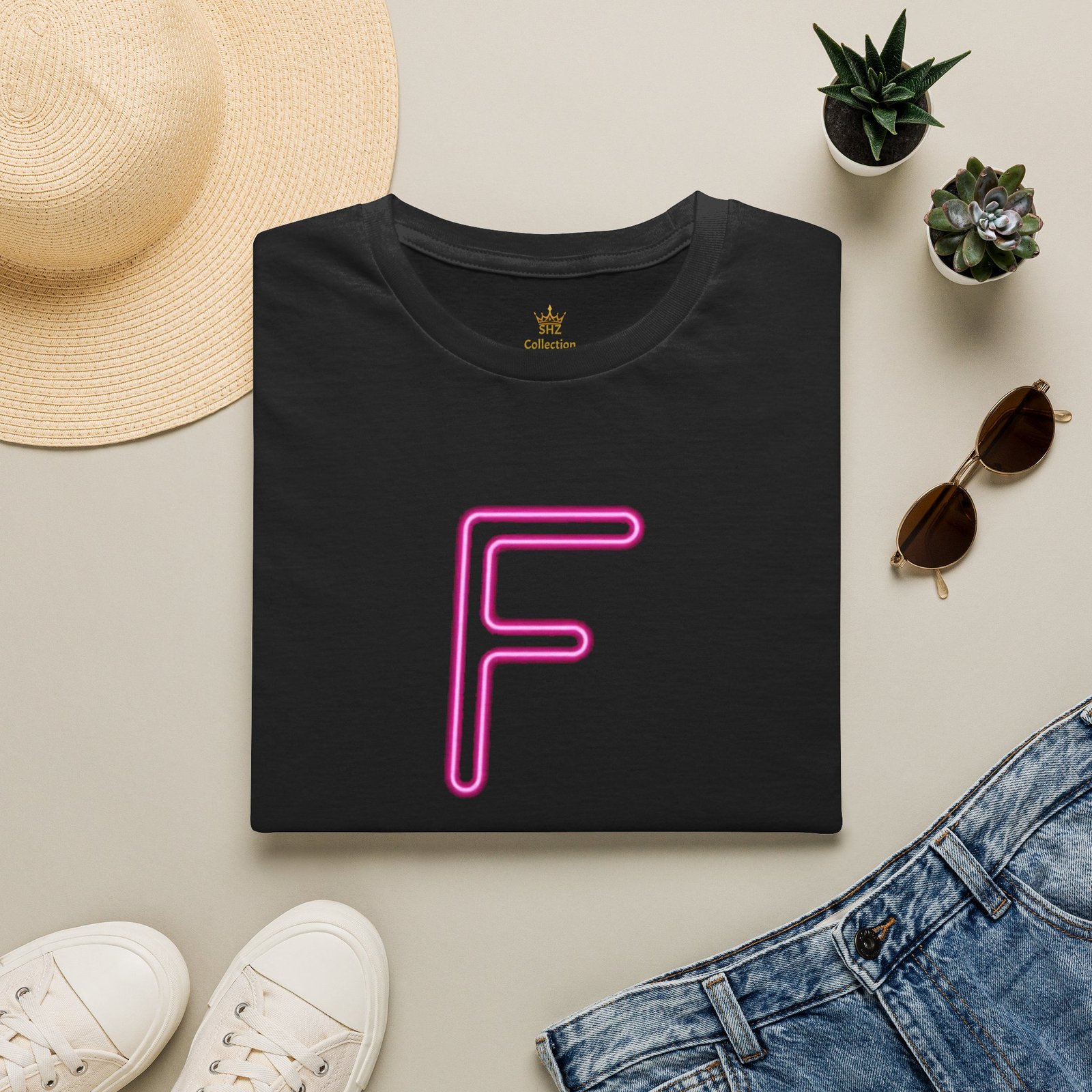 Neon Pink 'F' Graphic T-Shirt — Retro Letter Tee - Image 5