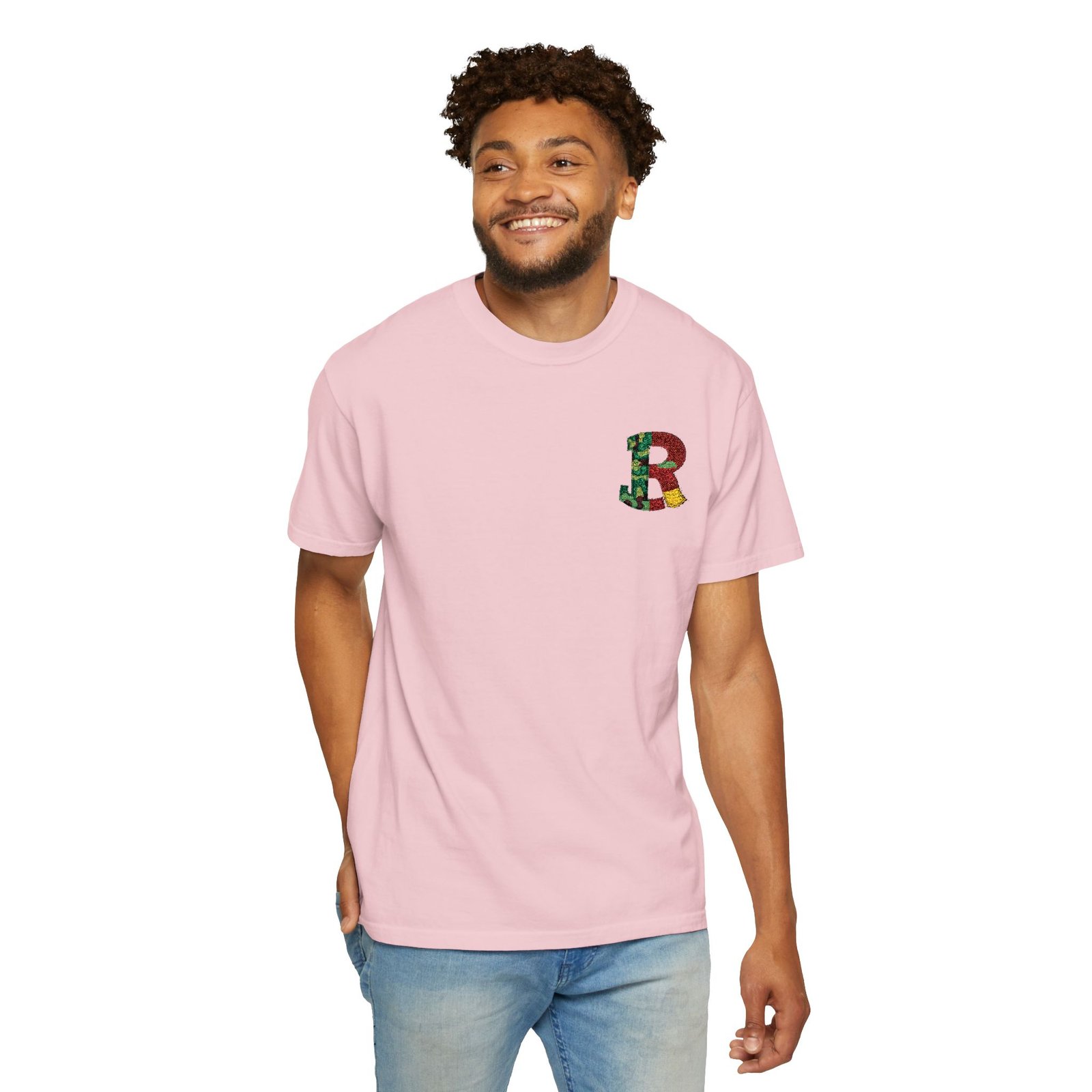 Floral Letter R Pocket T-Shirt — Botanical Monogram Tee - Image 75