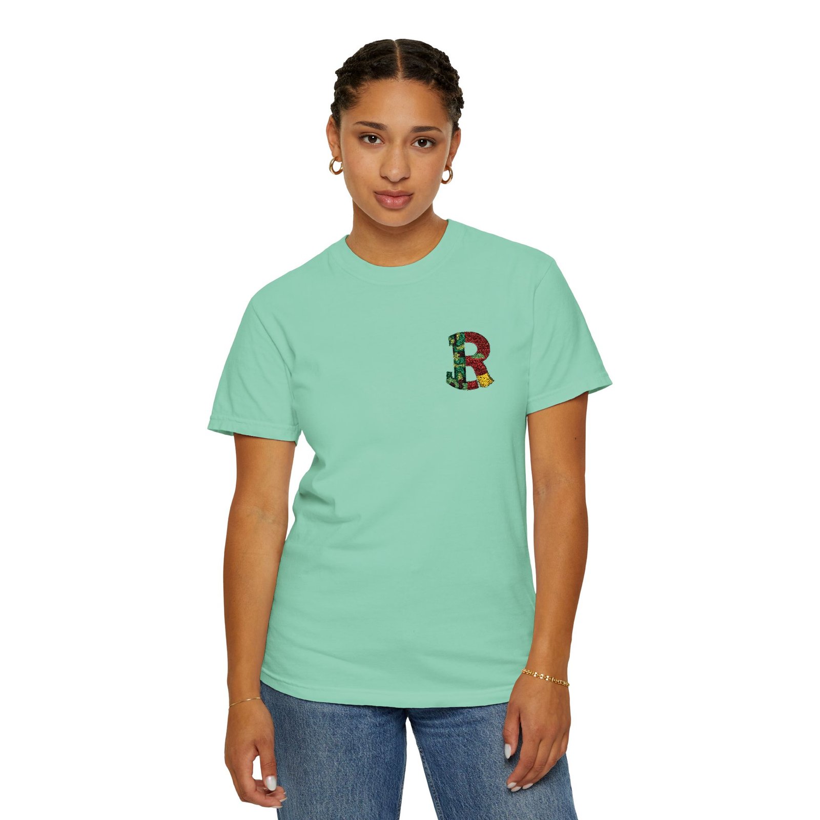 Floral Letter R Pocket T-Shirt — Botanical Monogram Tee - Image 32