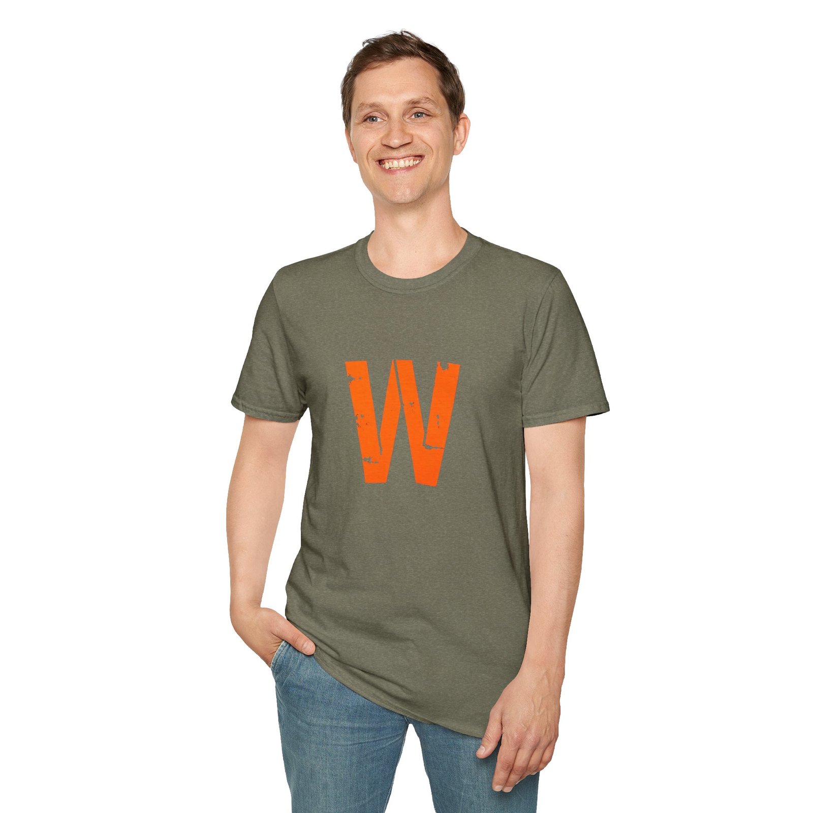 Distressed Orange 'W' Graphic T-Shirt - Image 31