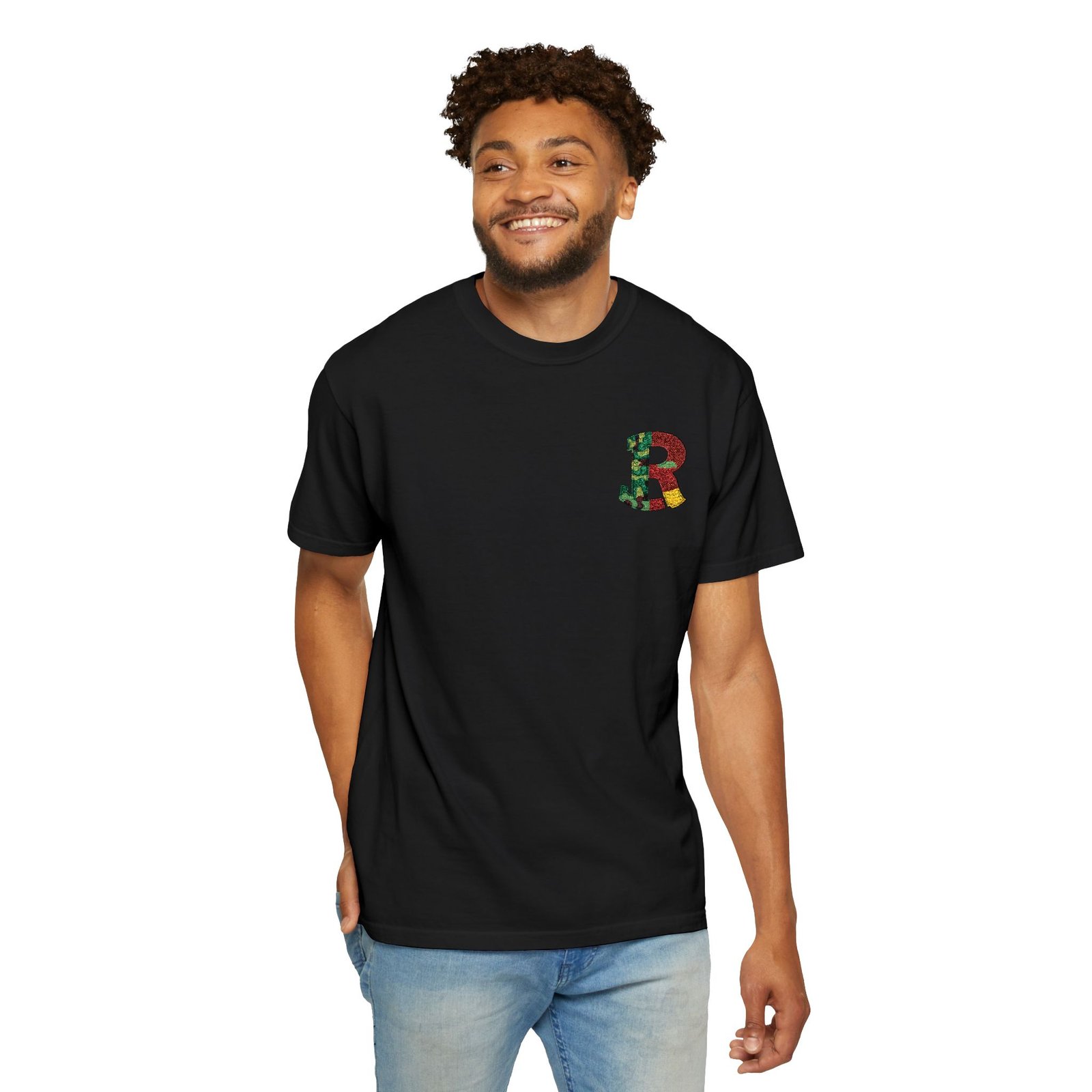 Floral Letter R Pocket T-Shirt — Botanical Monogram Tee - Image 54