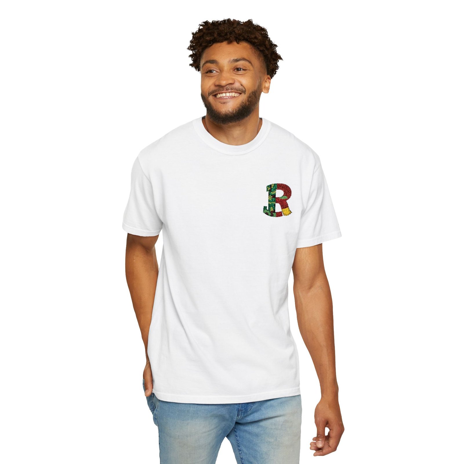 Floral Letter R Pocket T-Shirt — Botanical Monogram Tee - Image 12