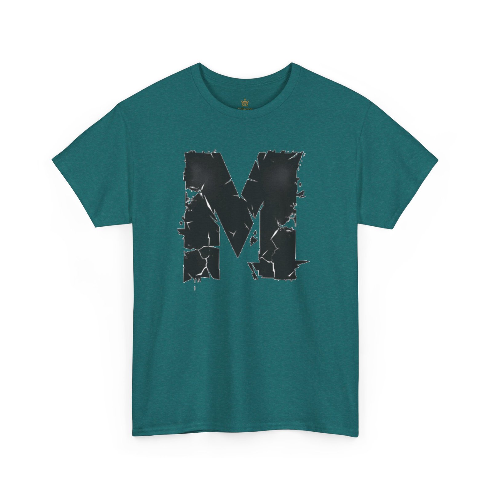 Distressed Black 'M' Graphic Tee — Monogram Initial Shirt - Image 43