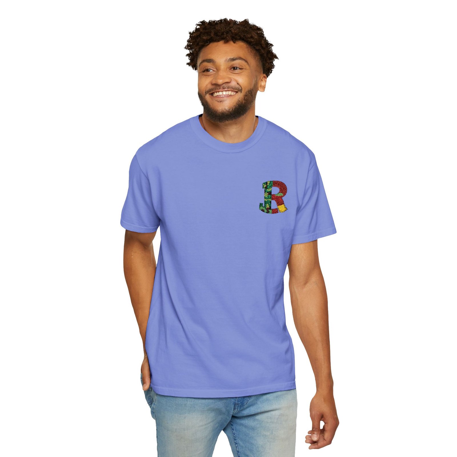Floral Letter R Pocket T-Shirt — Botanical Monogram Tee - Image 40